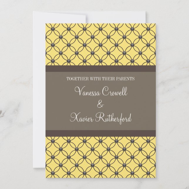 Faire-part de mariage en treillis jaune (Devant)