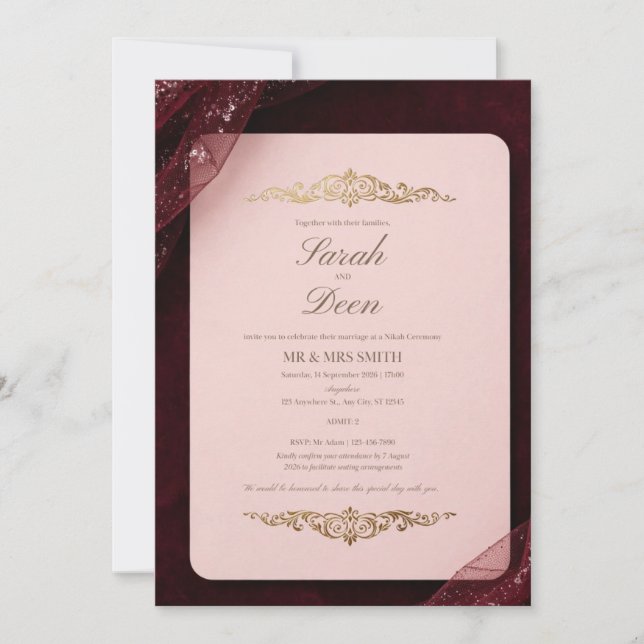 Faire-part de mariage en tulle scintillant de Bour (Devant)