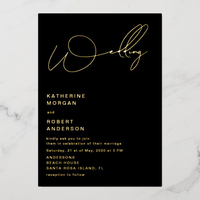 faire-part de mariage en typographie de script élé (Recto)