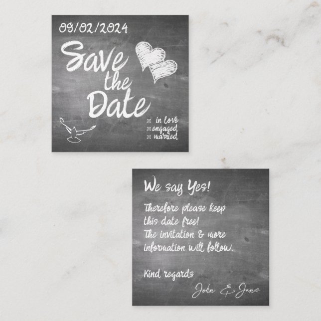Faire-part de mariage en typographie de tableau no (Devant / Derrière)