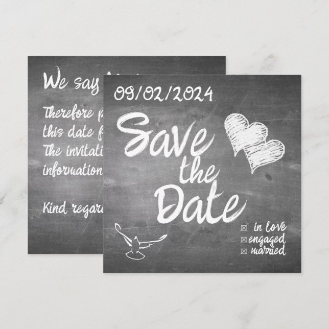 Faire-part de mariage en typographie de tableau no (Devant / Derrière)
