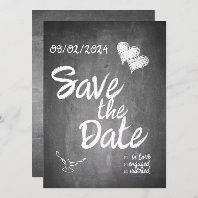 Faire-part de mariage en typographie de tableau no (Devant / Derrière)