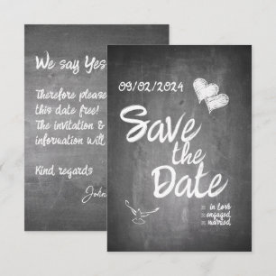 Faire part de mariage en typographie tableau noir