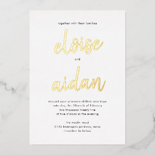 Faire-part de mariage en véritable feuille métalli