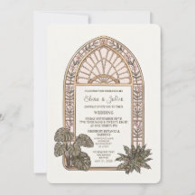 Faire-part de mariage en verre coloré de jardin bo