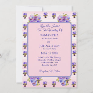Faire-part de mariage en violette rose Chic de Sha