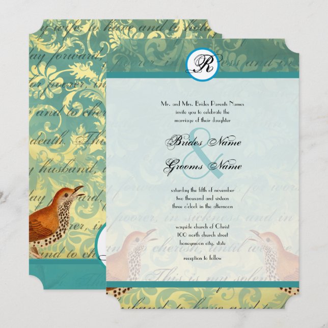 Faire-part de mariage endive de la lagune Lovebird (Devant / Derrière)