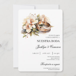 Faire-part de mariage espagnol avec fleurs blanche