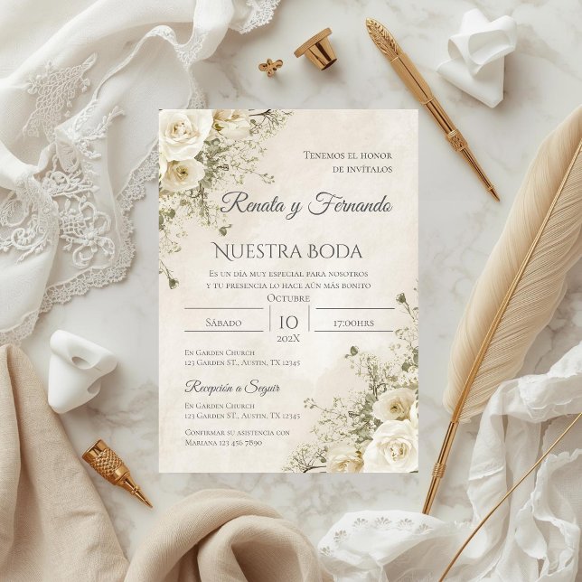 Faire-part de mariage espagnol bohème (Créateur téléchargé)