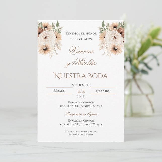 Faire-part de mariage espagnol Boho (Debout devant)