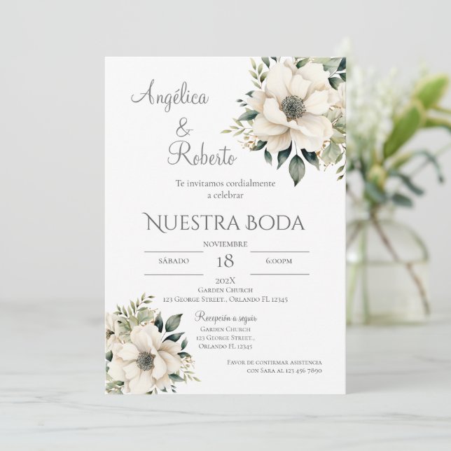 Faire-part de mariage espagnol Boho (Debout devant)