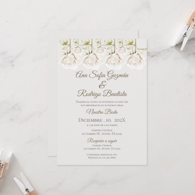 Faire-part de mariage espagnol Boho (Devant/Arrière en situation)