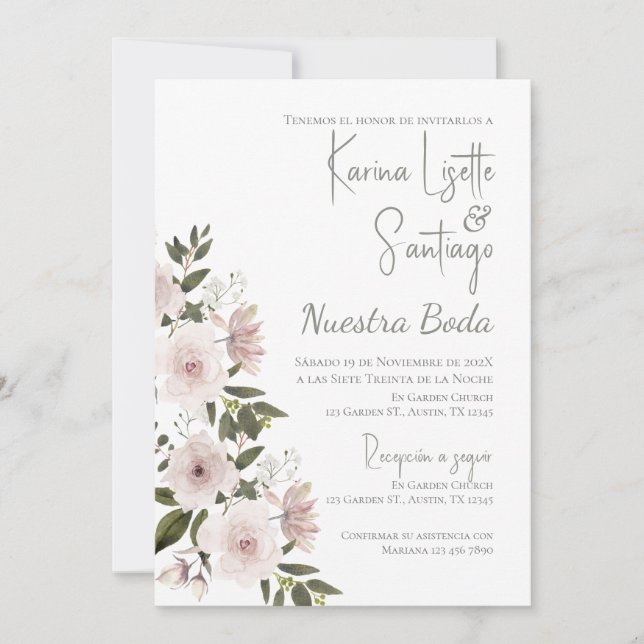 Faire-part de mariage espagnol Boho (Devant)