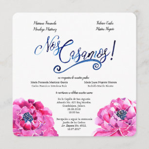 faire-part de mariage espagnol carré, Invitación B