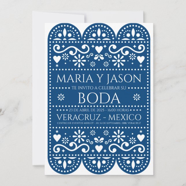 Faire-part de mariage espagnol en papier découpé b (Devant)