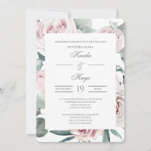 Faire-part de mariage espagnol fleuri et verdoyant