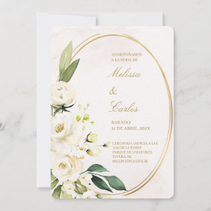 Faire-part de mariage espagnol Oval Wreath