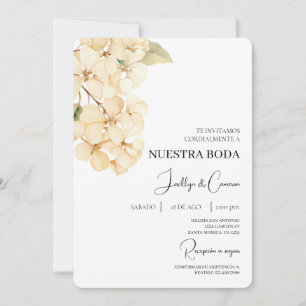 Faire-part de mariage espagnole blanche Hydrangea