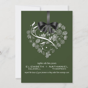 Faire-part de mariage essoufflé--vert forêt