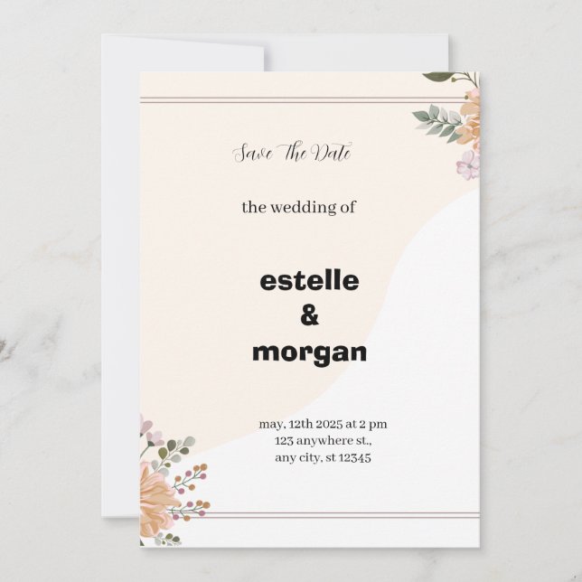 Faire-part de mariage esthétique rose (Devant)