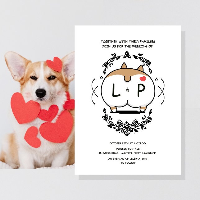 Faire-part de mariage et d'anniversaire Corgi Cart (Créateur téléchargé)