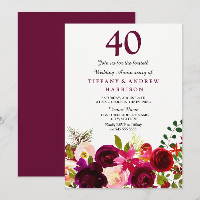 Faire-part de mariage et d'anniversaire de mariage (Devant / Derrière)