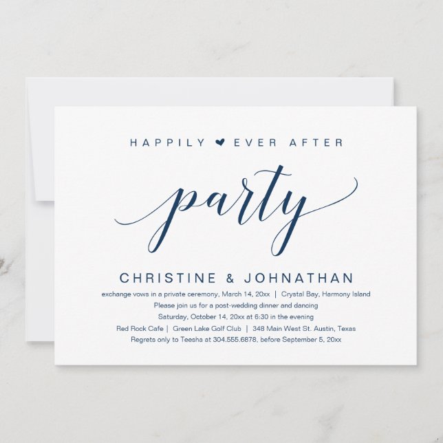 Faire-Part de Mariage et Fête d'Elopement Heureux  (Devant)