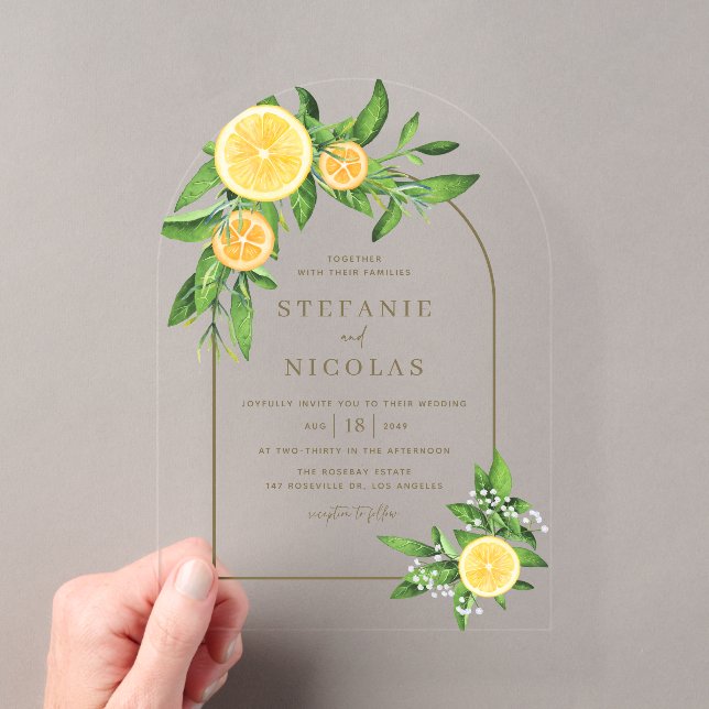 Faire-part de mariage été arches citrons et orange (In situ (ordinateur de poche))