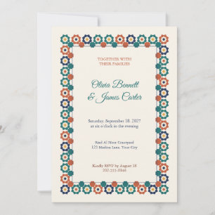 Faire-Part de Mariage Étoile Bordure Zellige Maroc