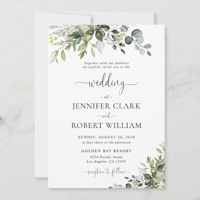 Faire-part de mariage Eucalyptus (Devant)