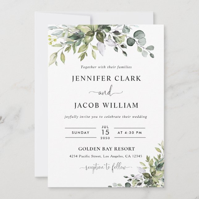 Faire-part de mariage Eucalyptus (Devant)