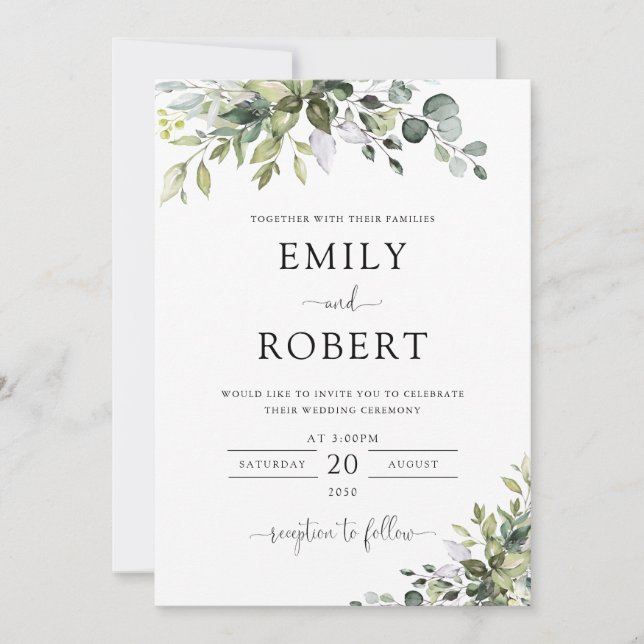 Faire-part de mariage Eucalyptus (Devant)