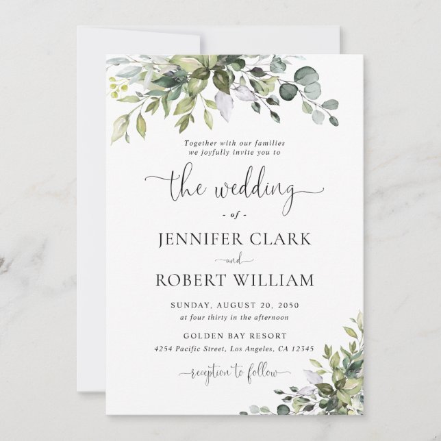 Faire-part de mariage Eucalyptus (Devant)