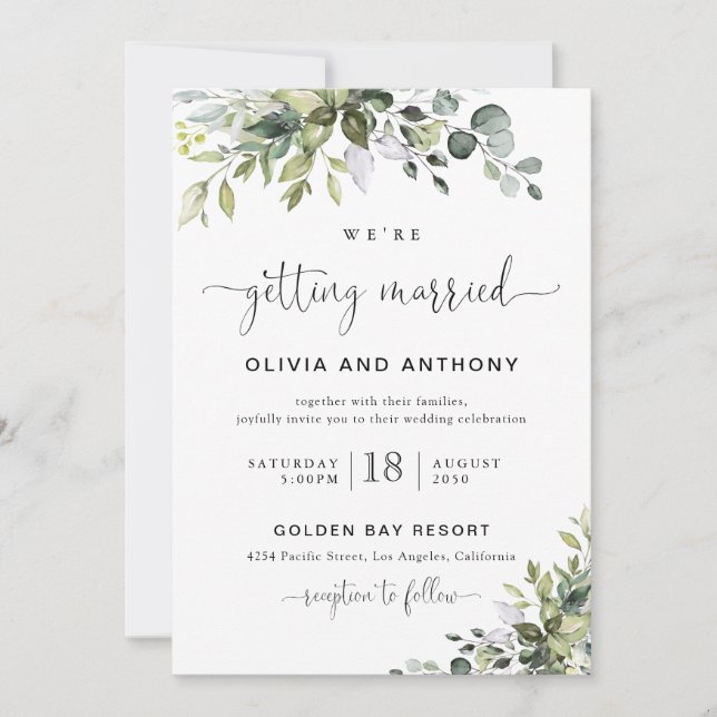Faire-part de mariage Eucalyptus (Devant)