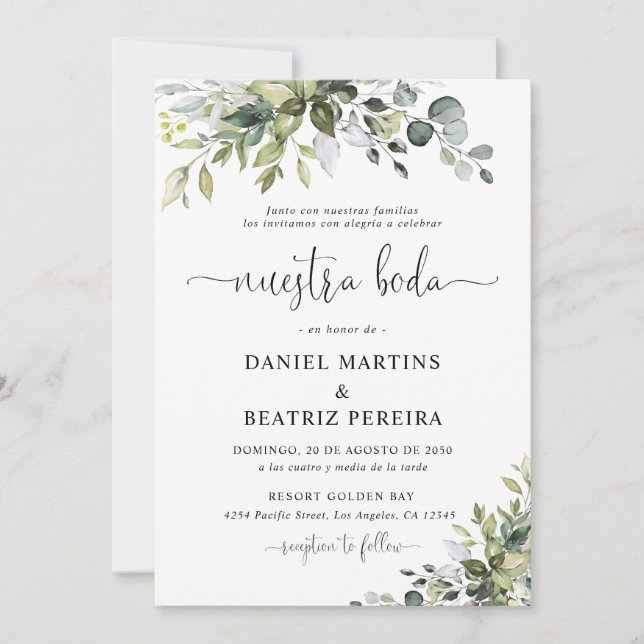 Faire-part de mariage Eucalyptus (Devant)