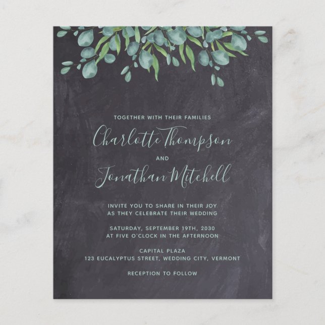 Faire-Part de Mariage Eucalyptus à Prix Discount (Devant)