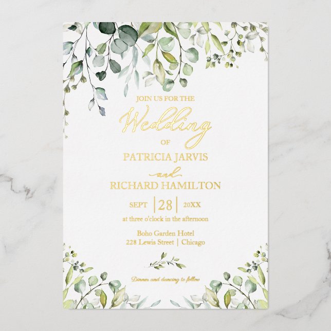 Faire-part de mariage Eucalyptus Aquarelle verdure (Recto)