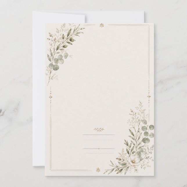 Faire-part de mariage européen en vert olive (Devant)