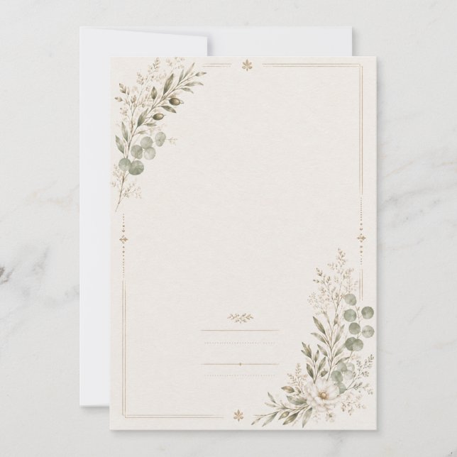 Faire-part de mariage européen en vert olive (Devant)