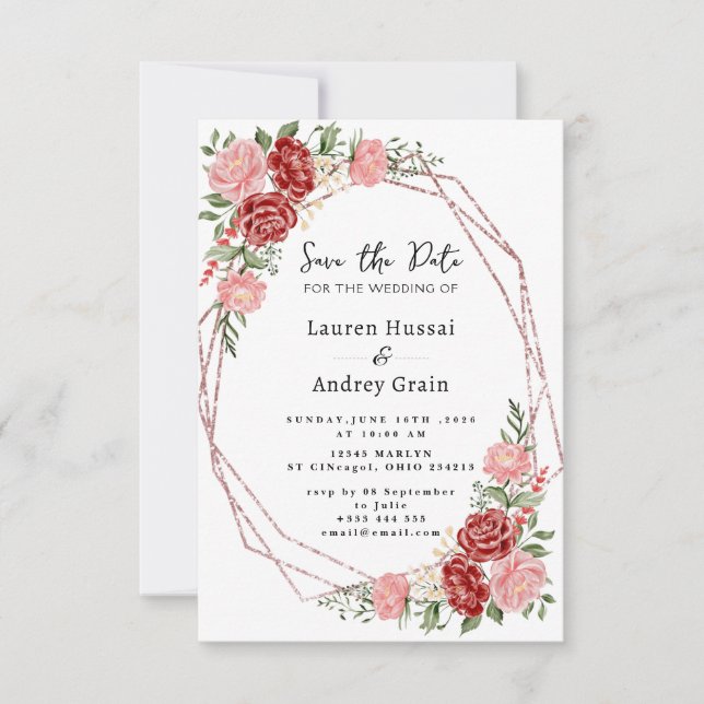 Faire-part de mariage "Événement à retenir" élégan (Devant)