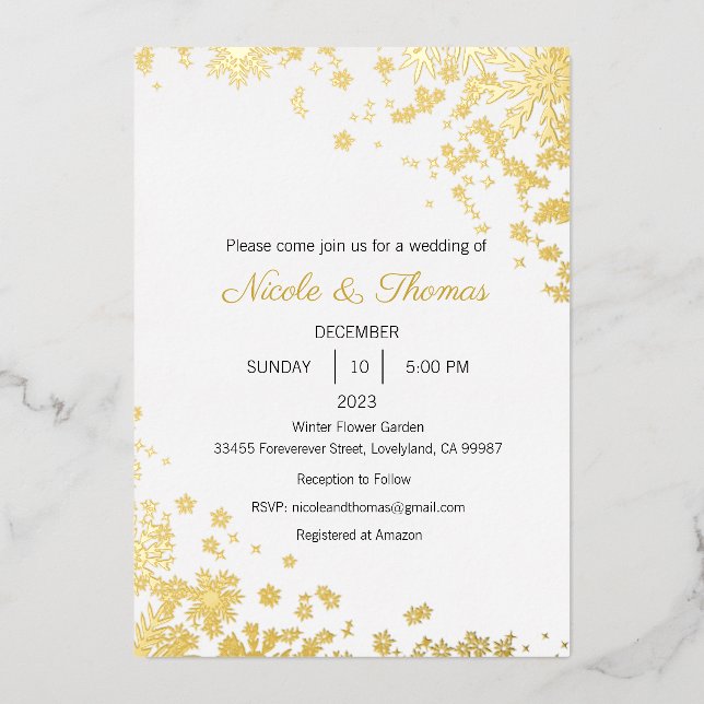 Faire-part de mariage, Faire-part de mariage d'hiv (Recto)