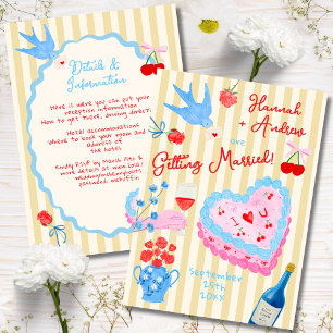 Faire-part de mariage fantaisiste à l'aquarelle