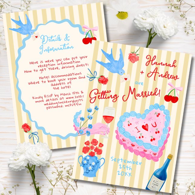 Faire-part de mariage fantaisiste à l'aquarelle (Créateur téléchargé)