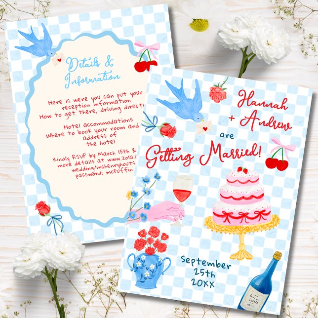 Faire-part de mariage fantaisiste à l'aquarelle (Créateur téléchargé)