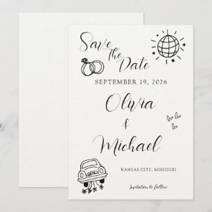 Faire-part de mariage fantaisiste avec des icônes 