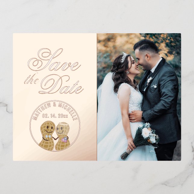 Faire-Part de Mariage Fantaisiste Moderne avec Pho (Recto)