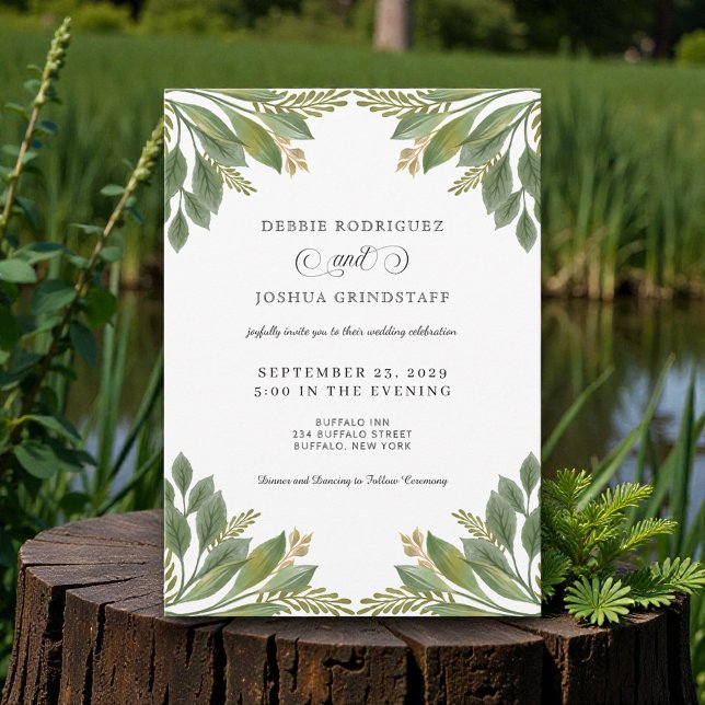 Faire-part de mariage Feuillage de feuilles vertes (Créateur téléchargé)