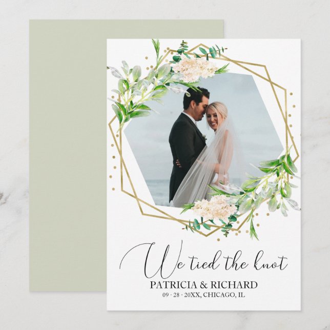 Faire-Part de Mariage Feuillage Mariés en Elopemen (Devant / Derrière)