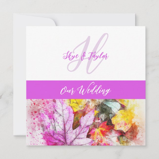 Faire-part de mariage Feuille aquarelle (Devant)