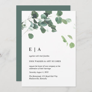 Faire-part de mariage feuille aquarelle